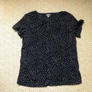 J. Jill Deep Navy Polka Dot Blouse